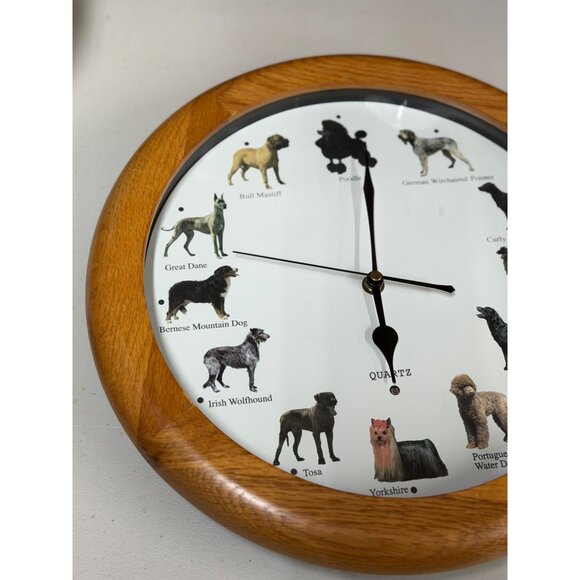 Quartz 13" Dog Breed Wall Clock w/ Barking Chime Sounds On/Off Feature Decor - Picture 2 of 6